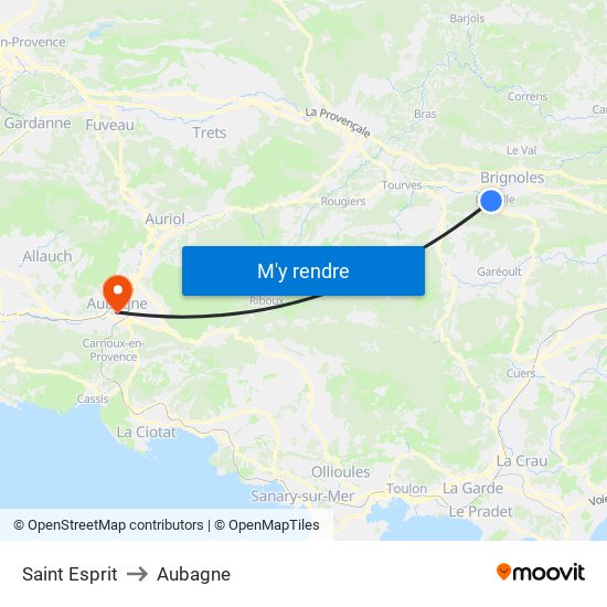 Saint Esprit to Aubagne map