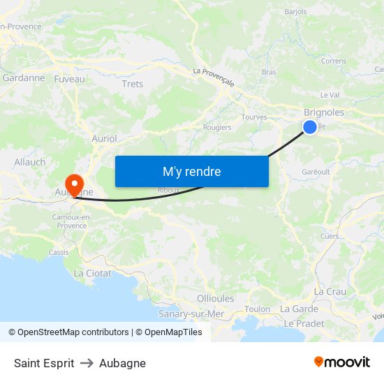 Saint Esprit to Aubagne map