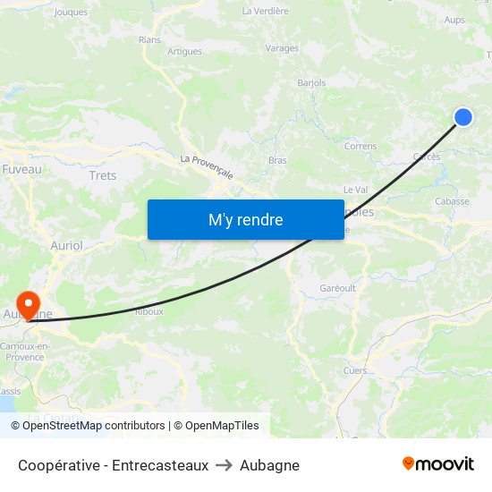 Coopérative - Entrecasteaux to Aubagne map