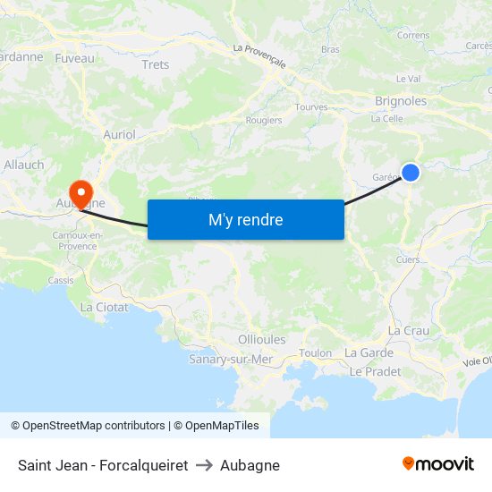 Saint Jean - Forcalqueiret to Aubagne map