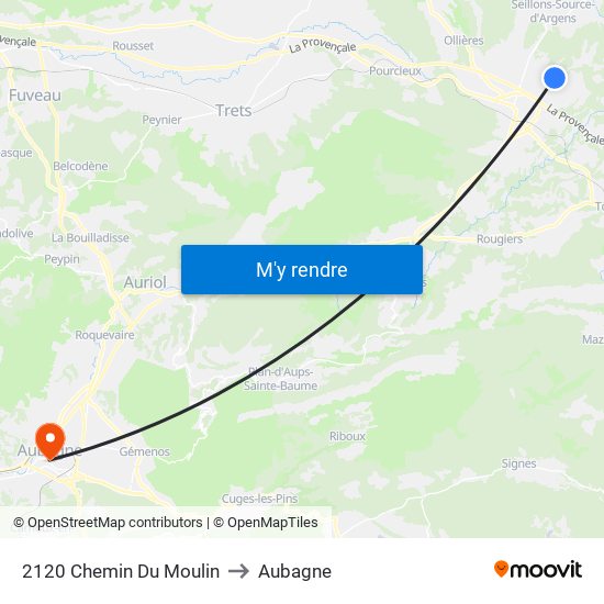 2120 Chemin Du Moulin to Aubagne map