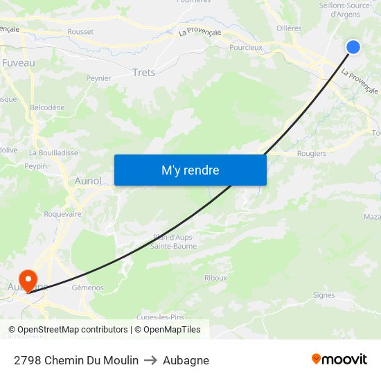 2798 Chemin Du Moulin to Aubagne map