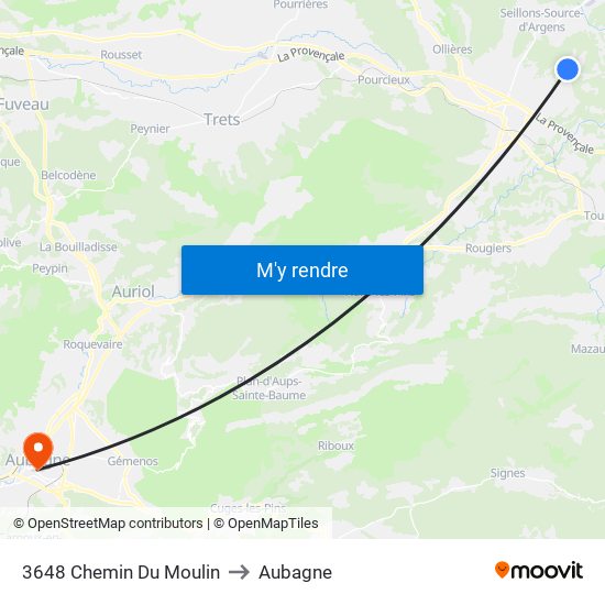 3648 Chemin Du Moulin to Aubagne map