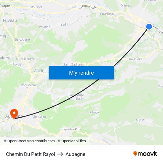 Chemin Du Petit Rayol to Aubagne map