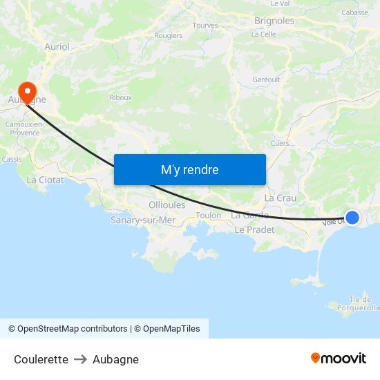 Coulerette to Aubagne map
