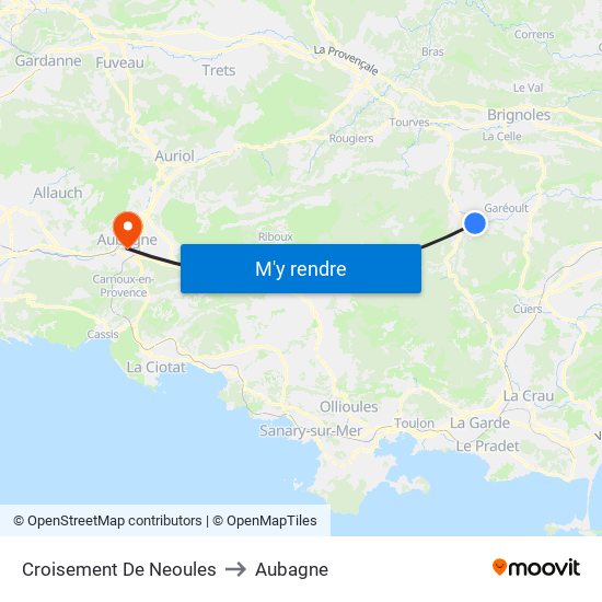 Croisement De Neoules to Aubagne map