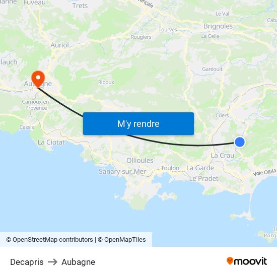 Decapris to Aubagne map