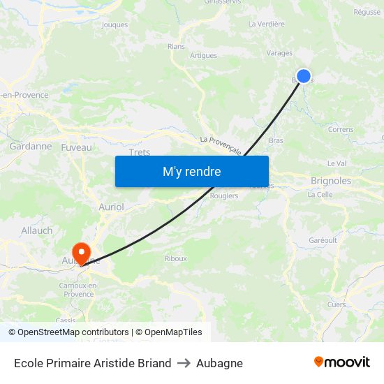 Ecole Primaire Aristide Briand to Aubagne map