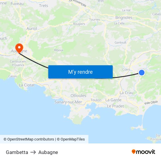 Gambetta to Aubagne map