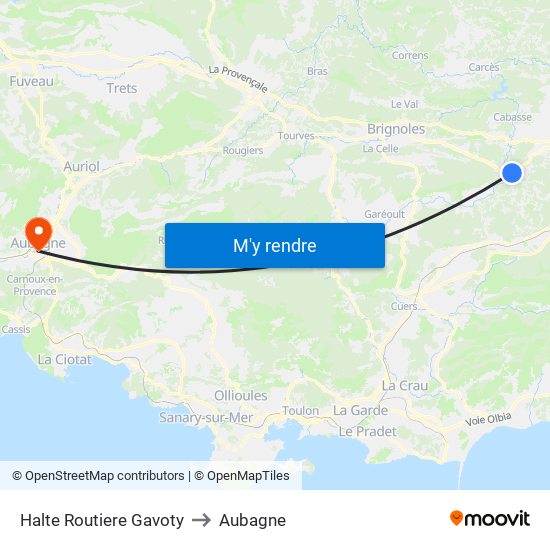 Halte Routiere Gavoty to Aubagne map
