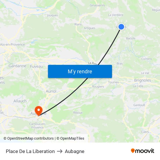 Place De La Liberation to Aubagne map