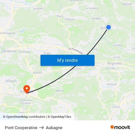 Pont Cooperative to Aubagne map