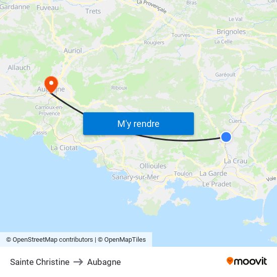 Sainte Christine to Aubagne map