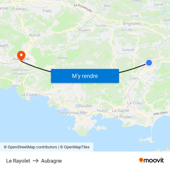 Le Rayolet to Aubagne map