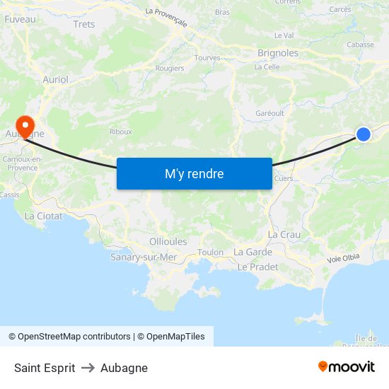 Saint Esprit to Aubagne map