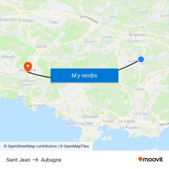 Saint Jean to Aubagne map