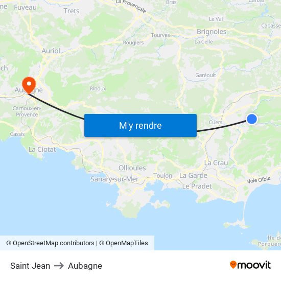 Saint Jean to Aubagne map