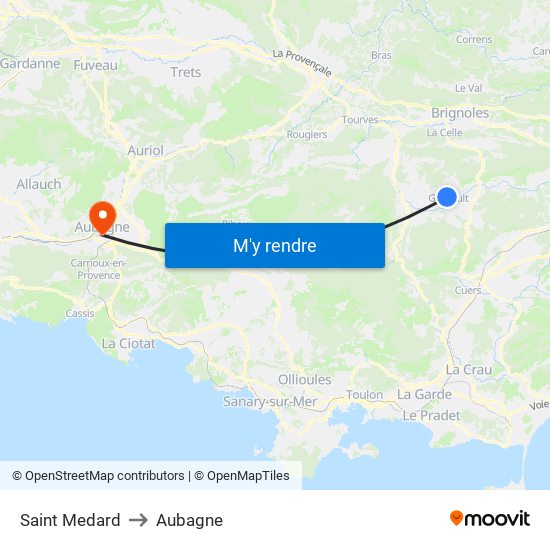 Saint Medard to Aubagne map