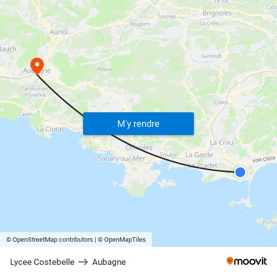 Lycee Costebelle to Aubagne map
