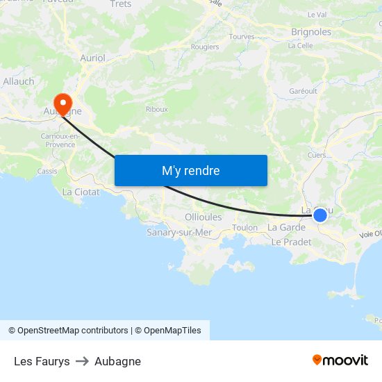 Les Faurys to Aubagne map