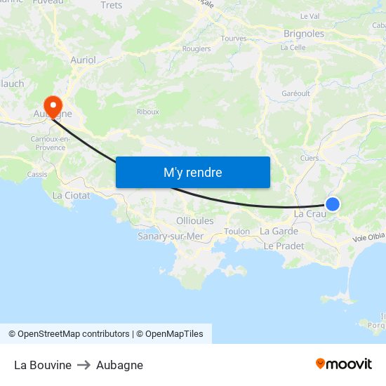 La Bouvine to Aubagne map