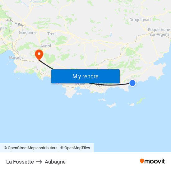 La Fossette to Aubagne map