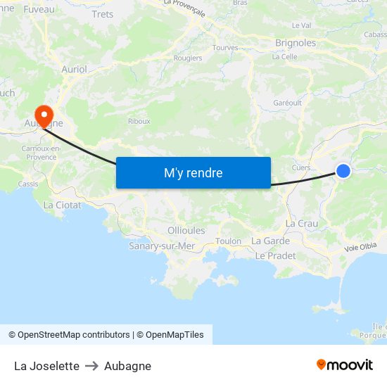 La Joselette to Aubagne map