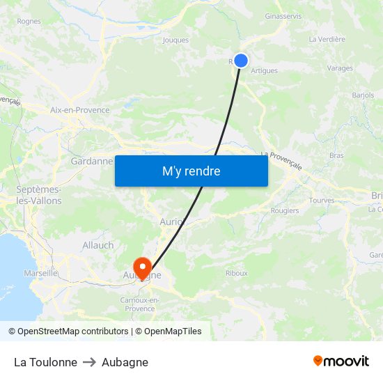 La Toulonne to Aubagne map