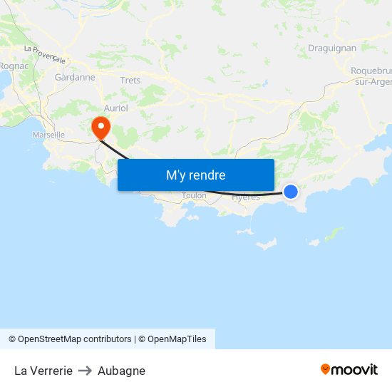 La Verrerie to Aubagne map