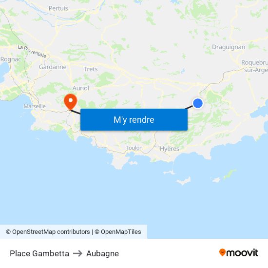 Place Gambetta to Aubagne map