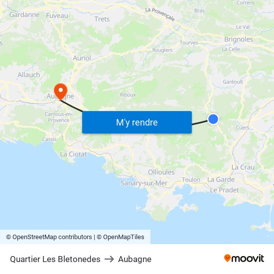 Quartier Les Bletonedes to Aubagne map