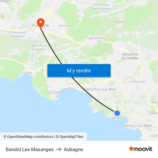 Bandol Les Masanges to Aubagne map