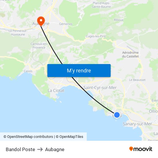 Bandol Poste to Aubagne map