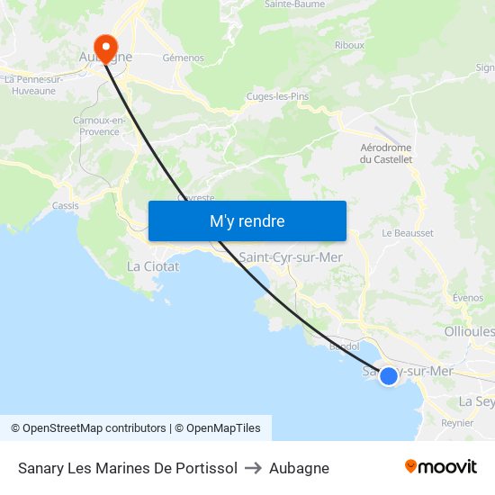 Sanary Les Marines De Portissol to Aubagne map