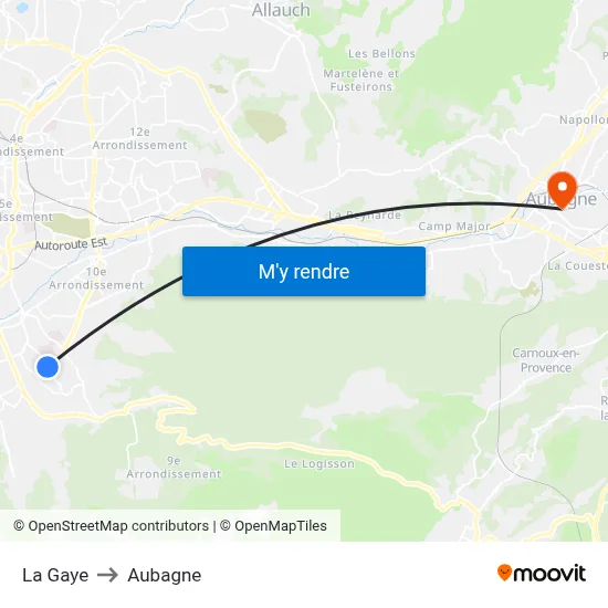 La Gaye to Aubagne map