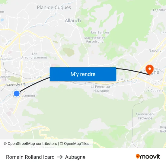 Romain Rolland Icard to Aubagne map