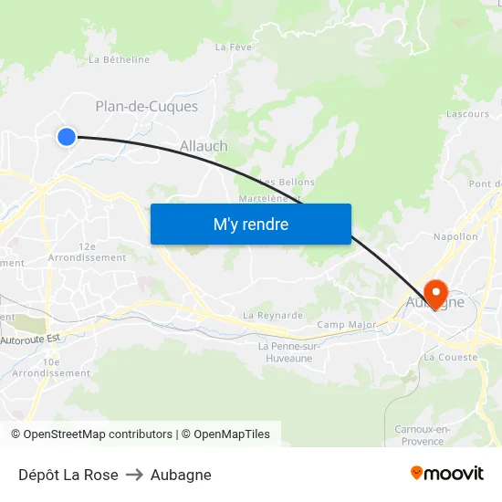 Dépôt La Rose to Aubagne map