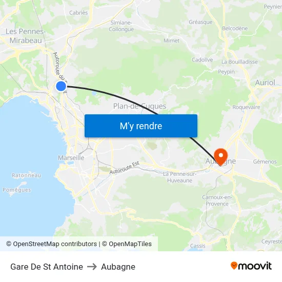 Gare De St Antoine to Aubagne map
