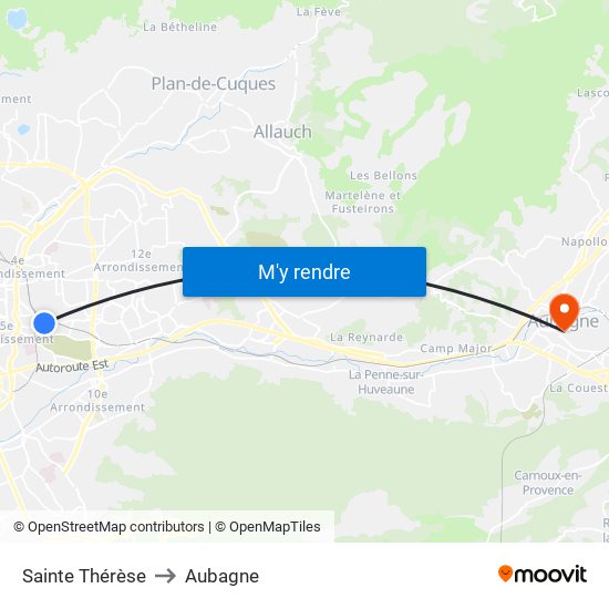Sainte Thérèse to Aubagne map