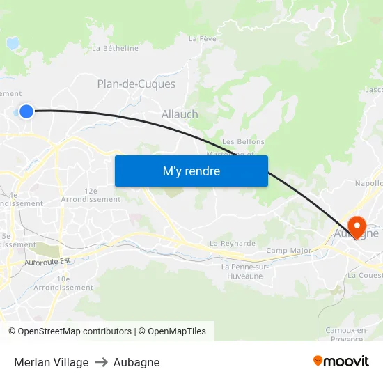 Merlan Village to Aubagne map