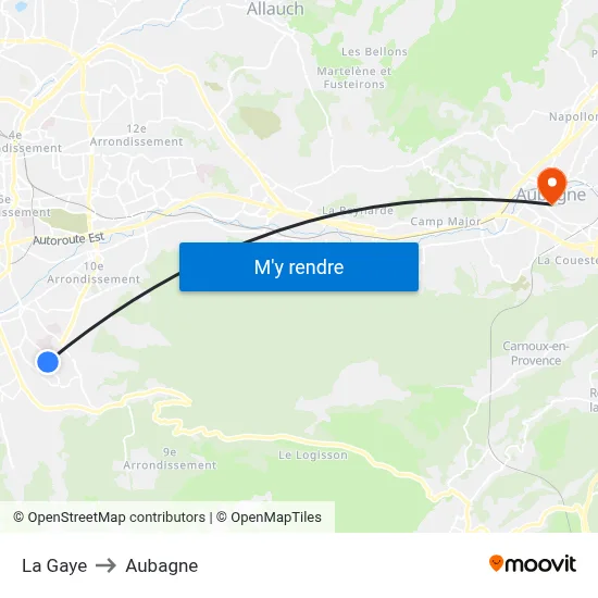 La Gaye to Aubagne map