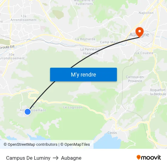 Campus De Luminy to Aubagne map