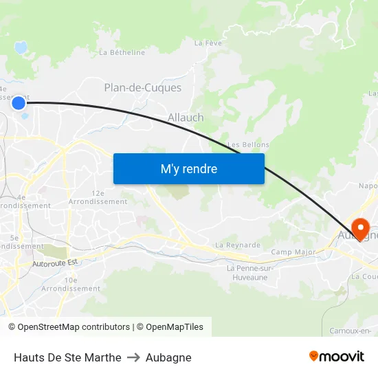 Hauts De Ste Marthe to Aubagne map