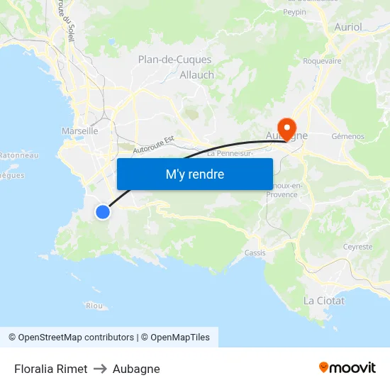 Floralia Rimet to Aubagne map