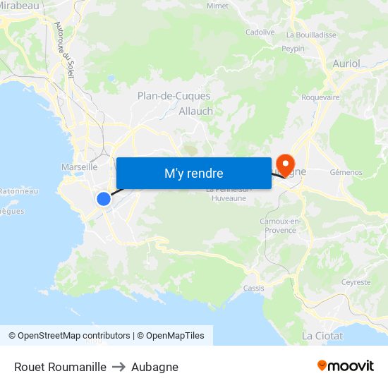 Rouet Roumanille to Aubagne map