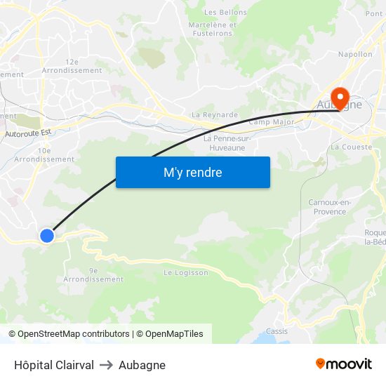 Hôpital Clairval to Aubagne map