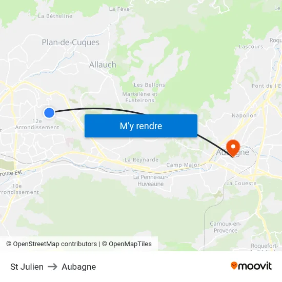 St Julien to Aubagne map