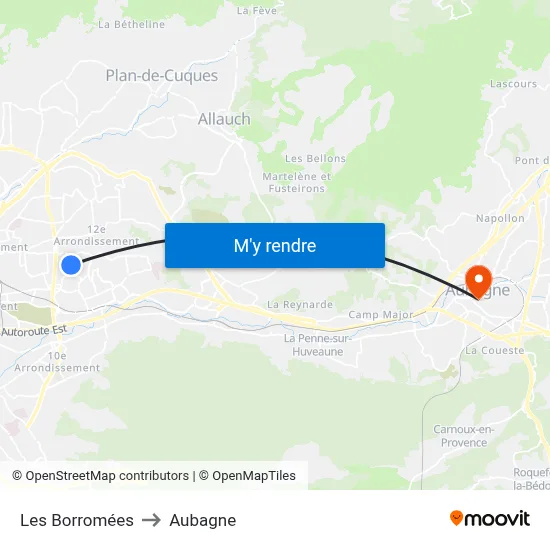 Les Borromées to Aubagne map