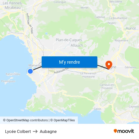 Lycée Colbert to Aubagne map
