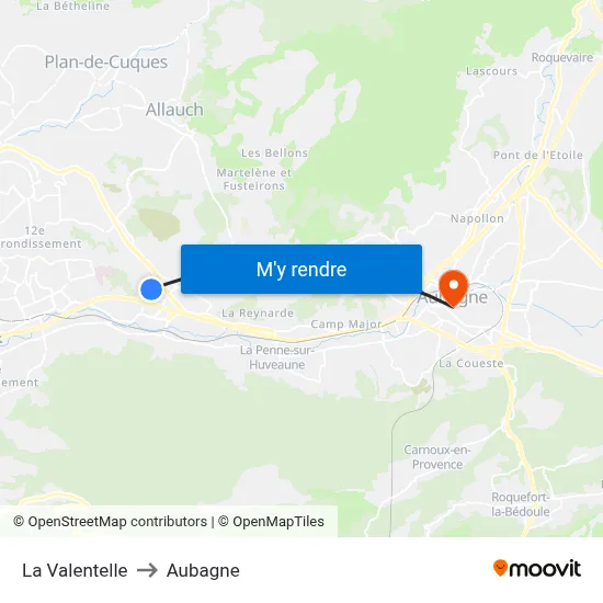 La Valentelle to Aubagne map